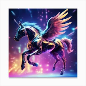 Cyber Unicorn With Wings Canvas Print