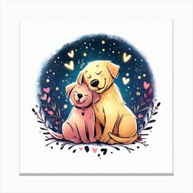 Two Dogs Hugging Canvas Print