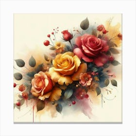 Watercolor design with beautiful roses oil painting abstract 14 Canvas Print