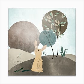 Rabbit In The Woods Boho Bohemian Nature Forest Animal Canvas Print