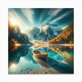 Boat In A Lake Canvas Print