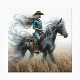 Cowgirl Riding Horse 1 Canvas Print