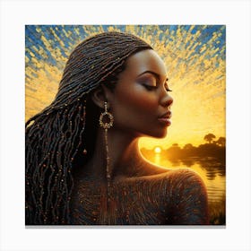 African Woman At Sunset 7 Canvas Print
