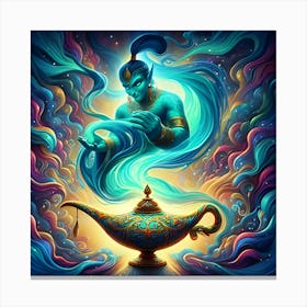 A Colorful Genie Coming Out Of A Bottle 1 Canvas Print