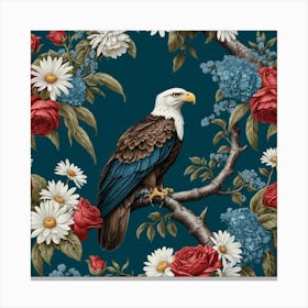 Eagle And Flowers Canvas Print