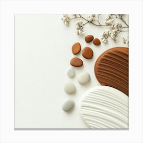 White Pebbles On White Background Canvas Print