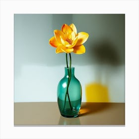 Lotus Flower In A Blue Vase Canvas Print