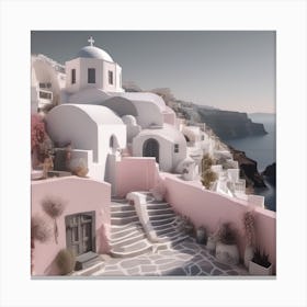 Pink Santorini Pastel Landscape Canvas Print