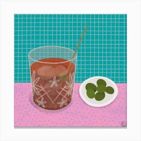Vermut With Olives Square Canvas Print