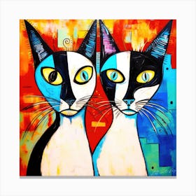 Siamese Picasso - Two Cute Cats Canvas Print