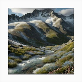 Mountain Stream - Style of William Morris 3 Canvas Print