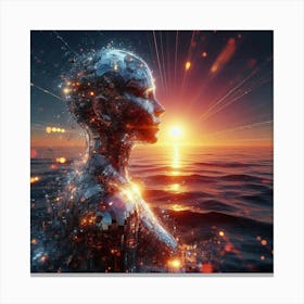 Futuristic Woman In The Ocean Canvas Print