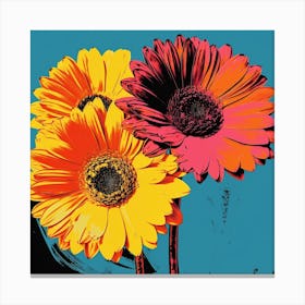 Andy Warhol Style Pop Art Flowers Calendula 2 Square Canvas Print