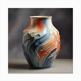 Blue And Orange Vase Canvas Print