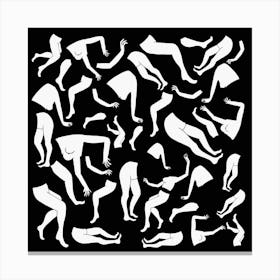 Black And White Figures Square Canvas Print
