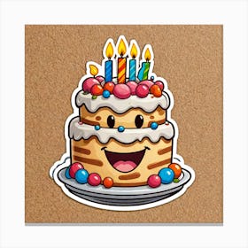 Sticker Of Smiling Birthday Cake 2414075002 Canvas Print