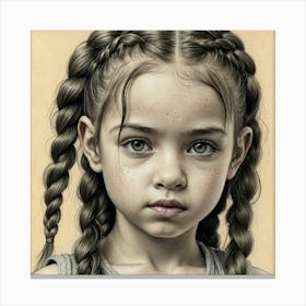 Little Girl With Braids 3 Canvas Print