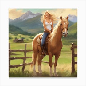 Girl On A Horse - Jump Into Spring Canvas Print