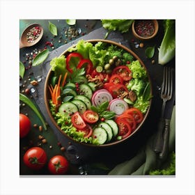 Vegetable Salad In A Bowl Canvas Print