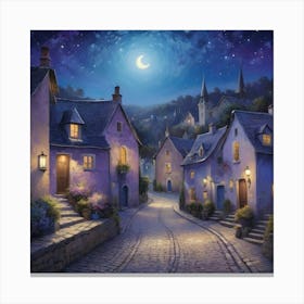 Night In The Town Paintings Art Print 2 Canvas Print