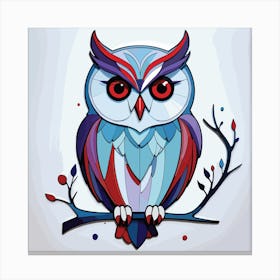 Owl On The Branch Vector Style Into Raster Format Canvas Print