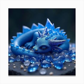 Sapphire Dragon Sleeping On A Pile Of Sparkling, Enchanted Gemstones 1 Canvas Print