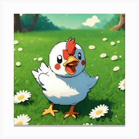 Chicken In The Grass Canvas Print