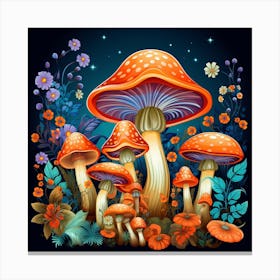 Mushrooms And Flowers 40 Canvas Print