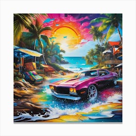 Car On The Beach 2 Canvas Print