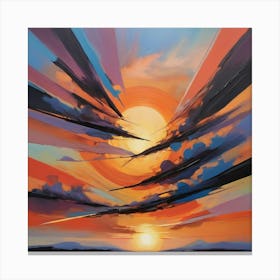 Sunset Paintings Art Print 1 Canvas Print