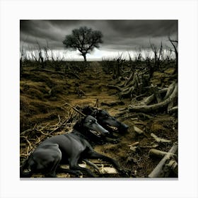 Two Dogs In The Forest Canvas Print