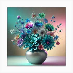 Bouquet Of Teal Flowers Canvas Print