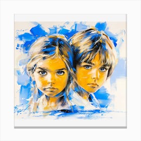 Two Children With Blue Eyes Canvas Print