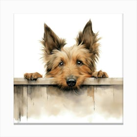 Dog Peeking Over Fence 4 Canvas Print