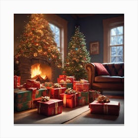 Christmas Tree In The Living Room 113 Canvas Print