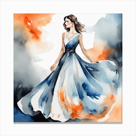 Watercolor Of A Woman In A Dress 1 Canvas Print