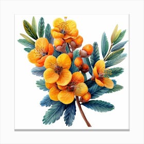 Orange Flowers On A Branch Canvas Print