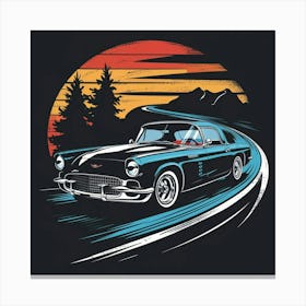 Classic Car At Sunset 1 Canvas Print