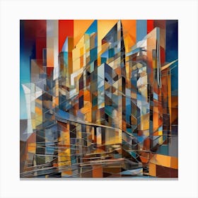 A Cubist Cityscape Iconic Buildings Canvas Print