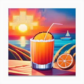 Pixel Art Tequila Sunrise Canvas Print