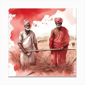 Two Indian Men In A Field 1 Canvas Print