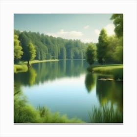 Lake In The Forest Canvas Print