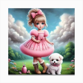 Little Girl In Pink Dress Canvas Print