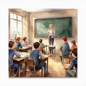 Teacher In The Classroom 1 Canvas Print