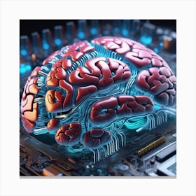 Brain On A Computer Chip 12 Canvas Print
