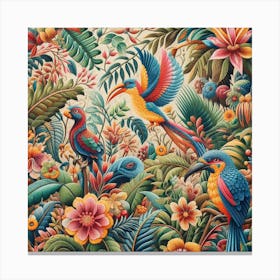 Tropical Birds In The Jungle Canvas Print