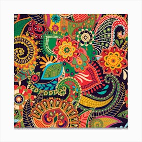 Paisley And Plants Canvas Print