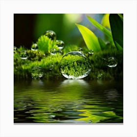 Firefly Intricate, Scene, Drop, Water, Magnified, Ecosystem, Miniature, Tropical, Forest, Frog, Gree (8) Canvas Print