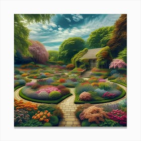 An Image Of A Picturesque Garden Adorned With Diverse, Vibrant Flowers In Full Bloom 2 Canvas Print