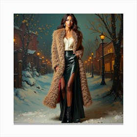 Woman In A Fur Coat 13 Canvas Print